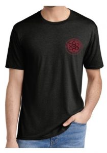 Black t-shirt with circular SEM emblem